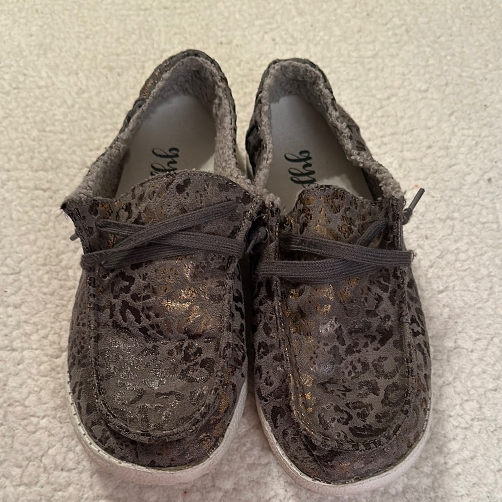 Hey Dude Women's Moccasins in Gray and Gold - Picture 2 of 9